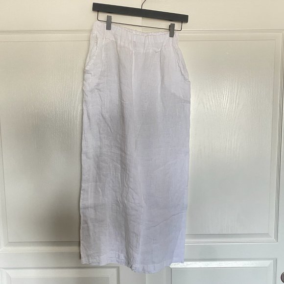 White Lemonwood 100% Linen, Beachy Wide Leg Flowy Mom Pants - Size Small - Picture 4 of 6